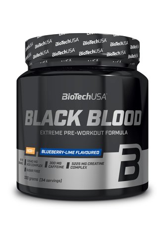 BioTech Black Blood NOX+ 330 g blueberry lime (borůvka-limeta)