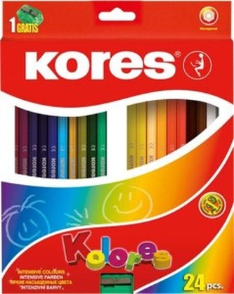 Kredki ołówkowe heksagonalne + temperówka 24 kolory