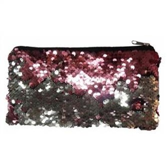 Piórnik cekinowy różowy