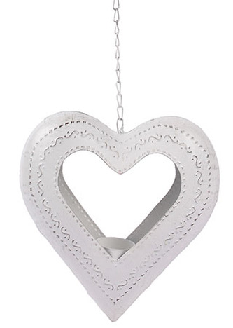 Srdce kovové - svícen na čajovou svíčku. Kovová dekorace na pověšení.