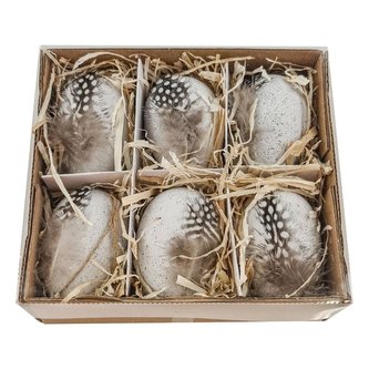 Pisanki ozdobne z piórkiem 6szt