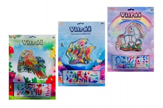 Vitráž kreativní obrázek 13x13cm 3 druhy , 1 kus