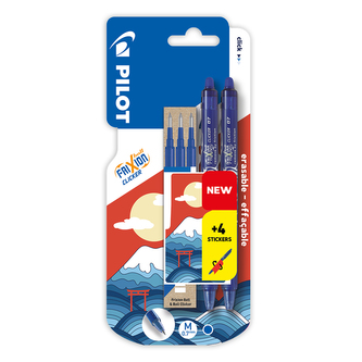 Roller gélový/gumovací PILOT Frixion Ball Clicker 0,7 mm, modrý - sada 2 ks + 3 ks náplní