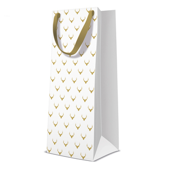 Dárková taška PAW Premium Deer Antlers White, bottle - 12x37x10 cm