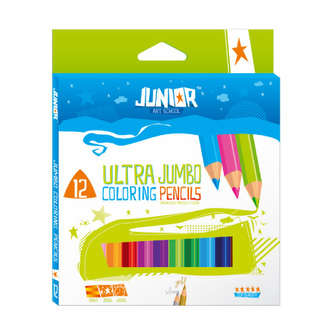 Pastelky JUNIOR Jumbo, sada 10 ks + zlatá a stříbrná