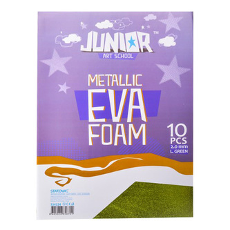 Dekorační pěna A4 EVA 10 ks zelená metalická tloušťka 2,0 mm