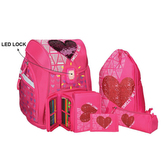 Školní aktovka - 5-dílný set, PRO LIGHT Red Heart, LED