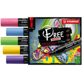 Akrylový popisovač STABILO FREE Acrylic T800C Klínový hrot 4-10 mm - Seaside, sada 5 ks