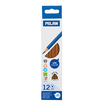 Pastelky MILAN Ergo Grip trojhranné, Brown