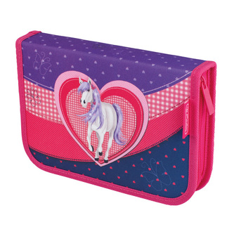 Penál plátěný plný , 2 - chlopenní, Srdc.