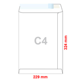 Obálky C4 229x324 mm tašky ofset, samolepicí krycí páska