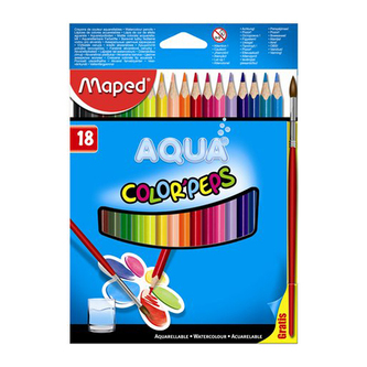 Pastelky MAPED "Color Peps" akvarelové se štětcem, 18 ks