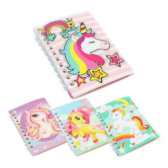Zápisník se spirálou Unicorn, set 4 ks/designy, 7,5x10,5 cm/42 l.