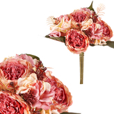 Pivoňky v pugetu, barva staro-růžová.