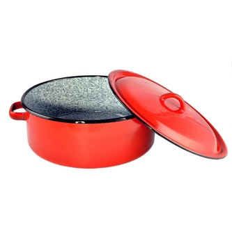 Kastrol smalt ¤43x15cm 20L s poklicí  RED