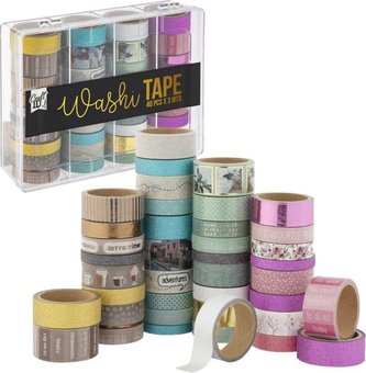 Washi dekorativní pásky 40ks x 3m v boxu