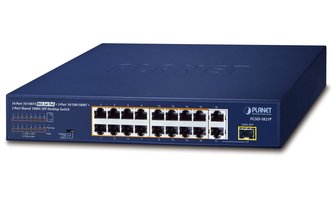Planet FGSD-1821P PoE switch, 16x100M + 1xGb/SFP, extend mód 10Mb-250m, PoE 802.3at 185W Planet FGSD-1821P PoE switch, 16x100M + 1xGb/SFP, extend mód 10Mb-250m, PoE 802.3at 185W