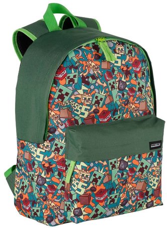 Batoh Minecraft: Crazy (objem 16 litrů|30 x 39 x 14 cm) zelená tkanina