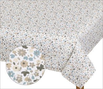 Ubrus EMA - béžovomodrý kvítek - 50x50 cm