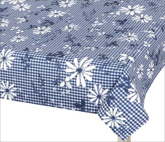 Ubrus DITA - modrá kostička s květem - 50x50 cm