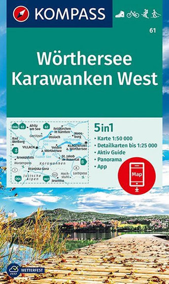 Wörthersee, Karawanken West 1:50 000 / turistická mapa KOMPASS 61