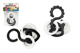 Osmičky s přívěsky plast černobílé 10cm 2 druhy v sáčku 0m+