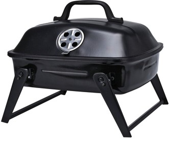Přenosný gril na dřevěné uhlí s víkem 37 x 32 cm