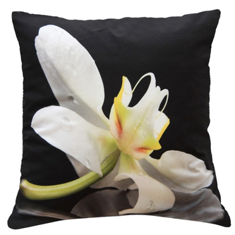 Polštář BÍLÁ ORCHIDEJ  40x40cm fototisk 3D motiv s bílou orchidejí MyBestHome