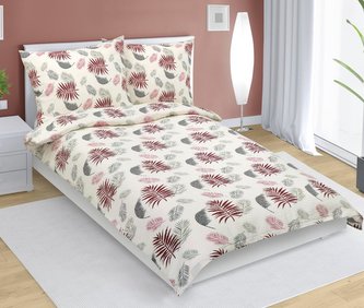 Povlečení krepové - vínové peříčko na smetanové - 140x200, 70x90 cm Povlečení krepové - vínové peříčko na smetanové - 140x200, 70x90 cm