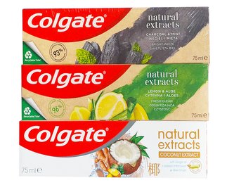Colgate Naturals Mix TRIO (Lemon, Charcoal, Coconut) zubní pasty 3 ks