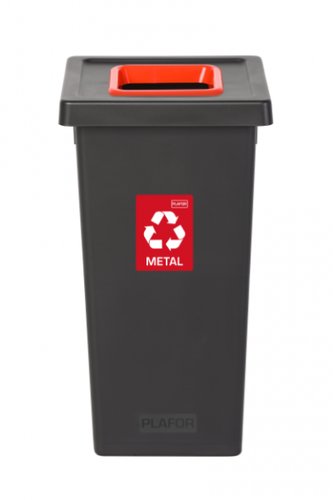 Odpadkový koš na tříděný odpad Fit Bin black 75, červený - kov