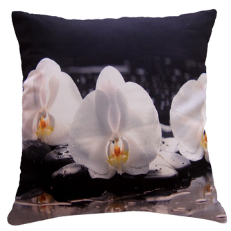 Polštář ORCHIDEJE  40x40cm fototisk 3D motiv s bílými orchidejemi MyBestHome
