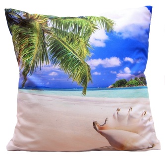 Polštář PLÁŽ S PALMOU MyBestHome 40x40cm fototisk 3D motiv pláže