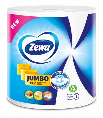 Papírové utěrky "Jumbo White", role, 325 útržků, ZEWA