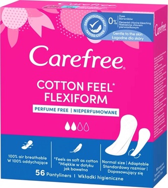 Carefree Cotton Feel Flexiform slipové vložky se svěží vůní 56 ks