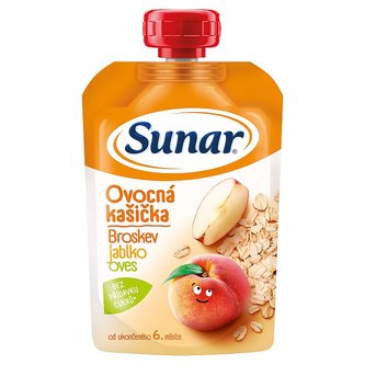 Sunar ovocná kašička broskev, jablko a ovesné vločky 120 g