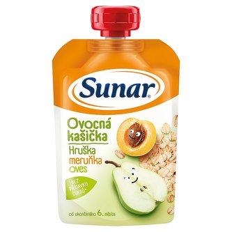 Sunar ovocná kašička hruška, meruňka a ovesné vločky 120 g