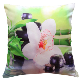 Polštář BÍLÁ ORCHIDEJ S BAMBUSEM MyBestHome 40x40cm fototisk 3D motiv bílá orchidej s bambusem