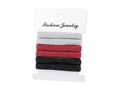 Sada gumiček do vlasů s lurexem černá, červená, stříbrná 6 ks