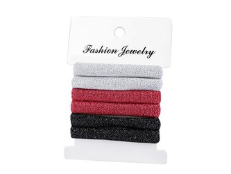 Sada gumiček do vlasů s lurexem černá, červená, stříbrná 6 ks