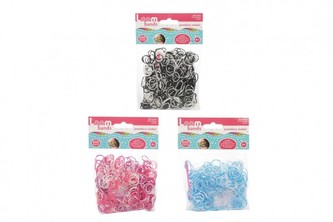 Udělej si svůj náramek - gumičky černo-bílé 600ks v sáčku 12x16cm