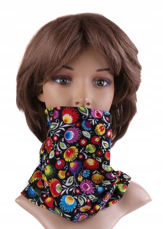 Multifunkční stylový šál - komín 103 - 31x26 cm, FOLK BLACK, Mybesthome