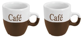 EXCELLENT Hrnek na kávu sada 2 ks kamenina 150 ml tmavě hnědá KO-Q75910020tmhn