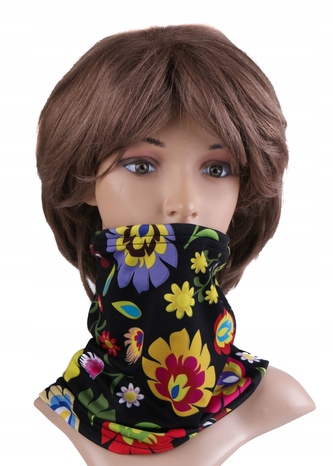 Multifunkční stylový šál - komín 105 - 31x26 cm, FOLK BLACK, Mybesthome