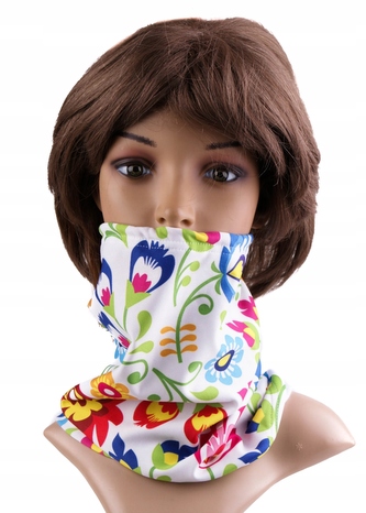 Multifunkční stylový šál - komín 109 - 31x26 cm, FOLK WHITE, Mybesthome