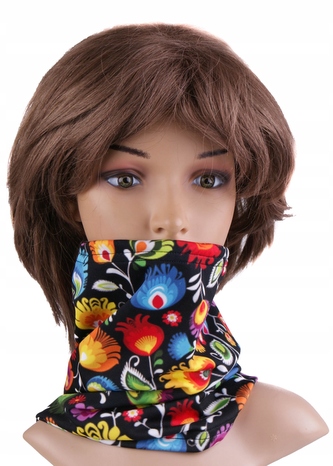 Multifunkční stylový šál - komín 107 - 31x26 cm, FOLK BLACK, Mybesthome