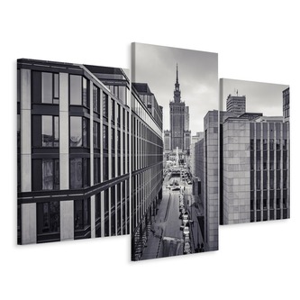 Vícedílné plátno Černobílé Panorama Centra Varšavy