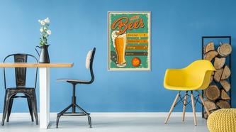 Obraz v rámu Vintage Pivní Menu různé rozměry hliníkový rám stříbrná