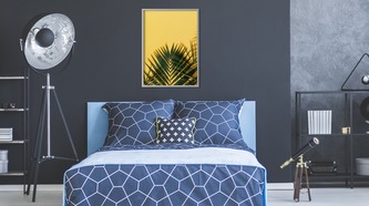 Obraz v rámu Palmové Listy Na Žlutém Podkladu různé rozměry hliníkový rám stříbrná