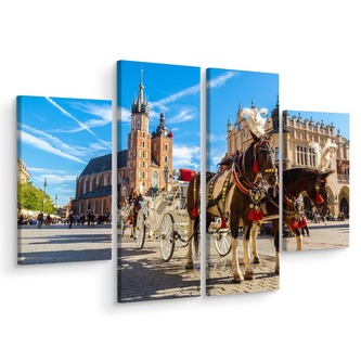 Vícedílné plátno Koňské Povozy Na Náměstí V Krakově